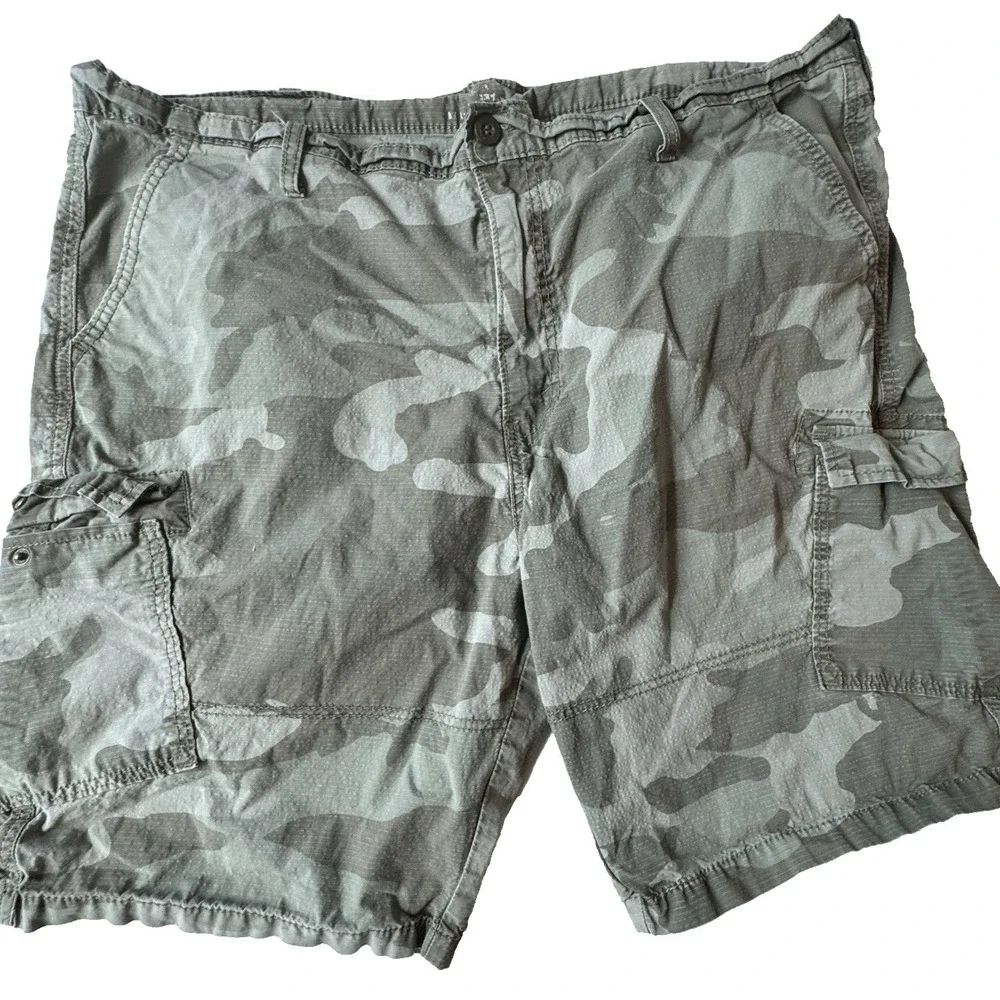Levis Cargo Shorts Camo Men's 42 Rip Stop Woodland Utility Workwear Casual Faded